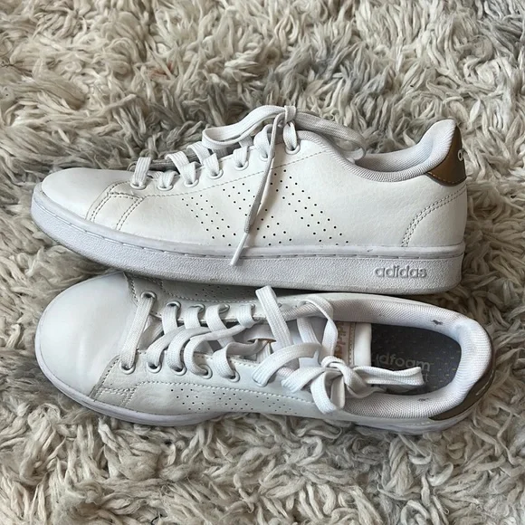 adidas | Shoes | Adidas White Gold Cloudfoam Comfort Sneakers Sz75 |  Poshmark